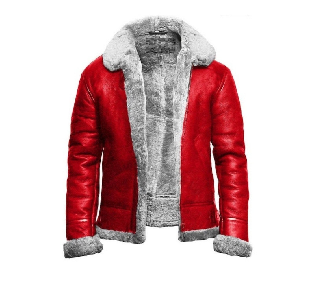 Christmas Red A2 Bomber Aviator Leather Jacket