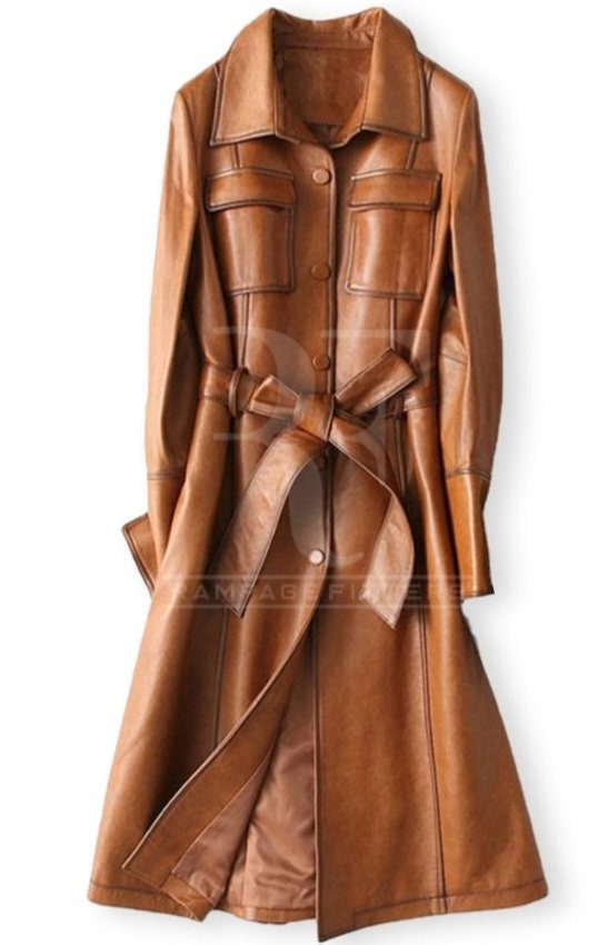 Brown Genuine Leather Trench Coat | Women Handmade Vintage Long Coat Leather jacket s,Mens Leather Coats and jackets ,Leather Jacket women s |Leather coats for men 