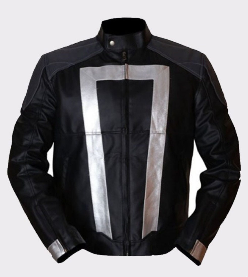 Agents Of Shield Gabriel Luna Ghost Rider Genion/Faux Black Leather Jacket Mens Cosplay Leather jacket s,Mens Leather Coats and jackets ,Leather Jacket women s |Leather coats for men 