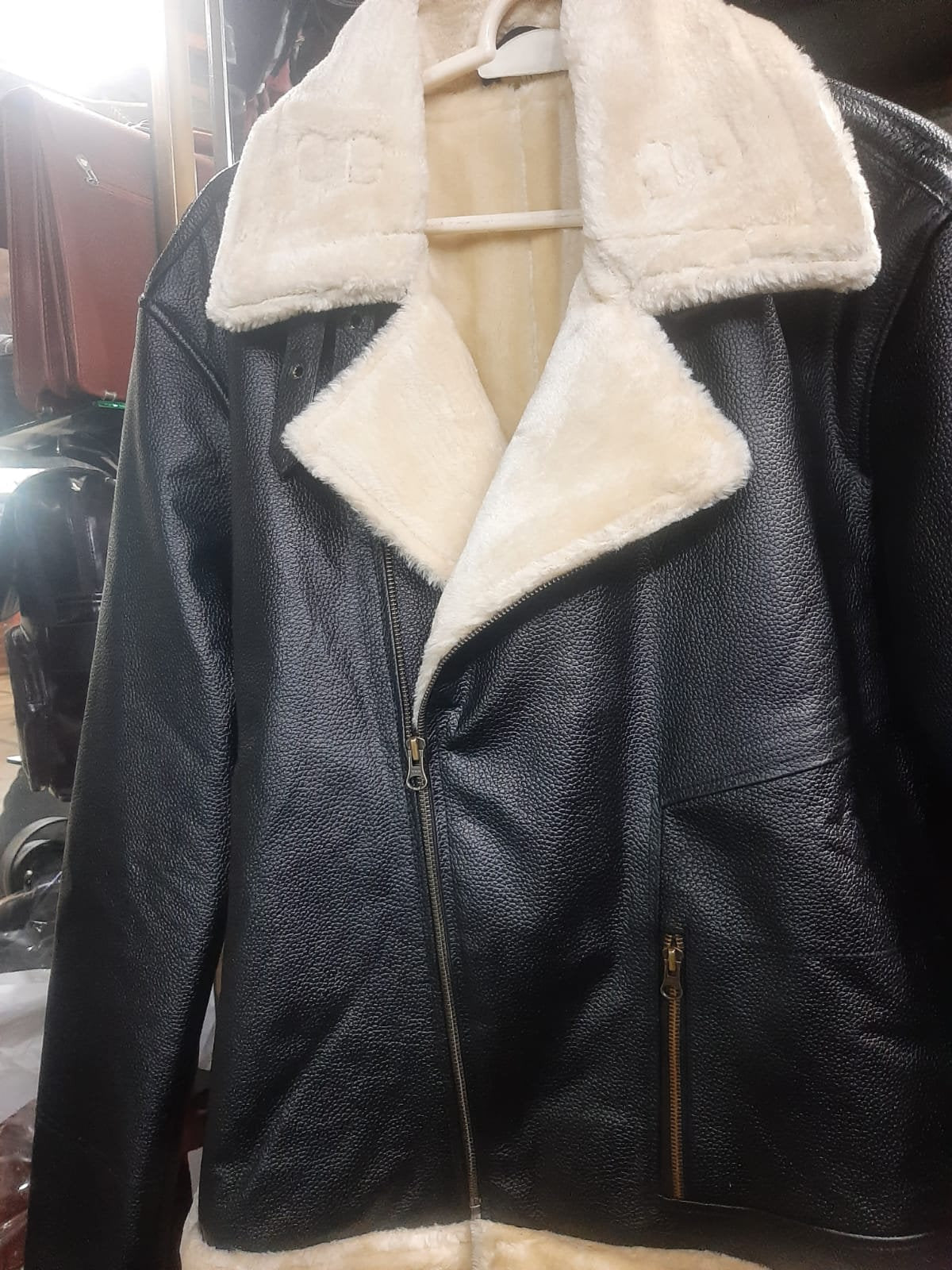 Men's Bomber Shearling Fur Motorcycle Jacket